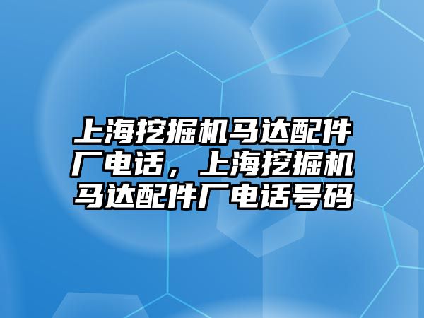 上海挖掘機馬達配件廠電話，上海挖掘機馬達配件廠電話號碼