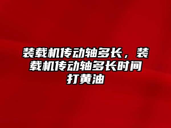 裝載機傳動軸多長，裝載機傳動軸多長時間打黃油