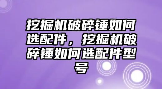 挖掘機破碎錘如何選配件，挖掘機破碎錘如何選配件型號