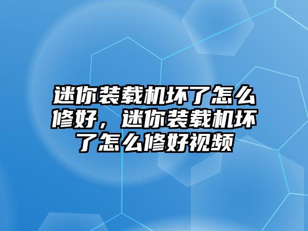 迷你裝載機(jī)壞了怎么修好，迷你裝載機(jī)壞了怎么修好視頻