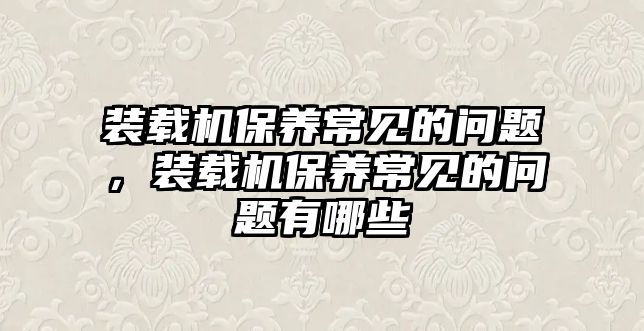 裝載機(jī)保養(yǎng)常見的問題，裝載機(jī)保養(yǎng)常見的問題有哪些