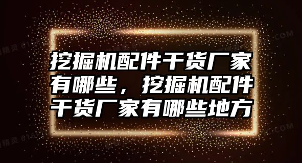 挖掘機配件干貨廠家有哪些，挖掘機配件干貨廠家有哪些地方