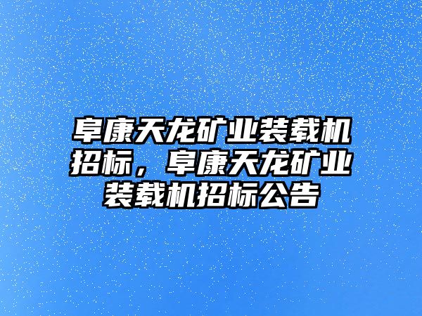 阜康天龍礦業(yè)裝載機(jī)招標(biāo)，阜康天龍礦業(yè)裝載機(jī)招標(biāo)公告