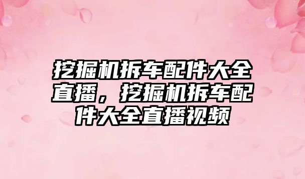 挖掘機拆車配件大全直播，挖掘機拆車配件大全直播視頻