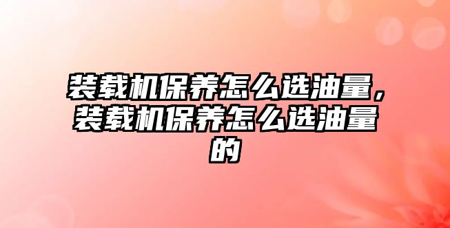 裝載機保養(yǎng)怎么選油量，裝載機保養(yǎng)怎么選油量的