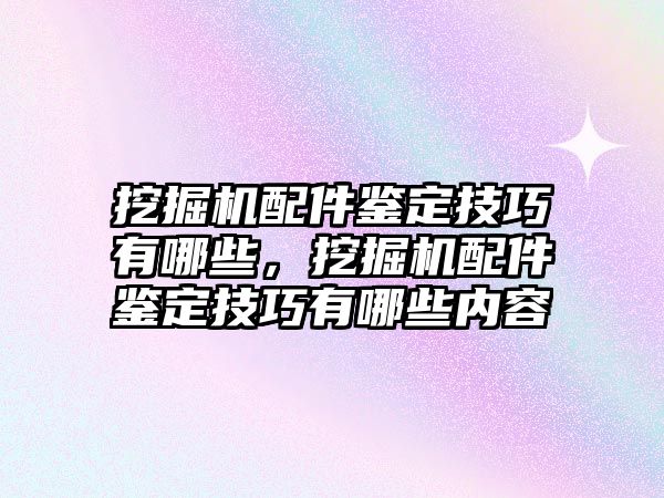 挖掘機配件鑒定技巧有哪些，挖掘機配件鑒定技巧有哪些內(nèi)容