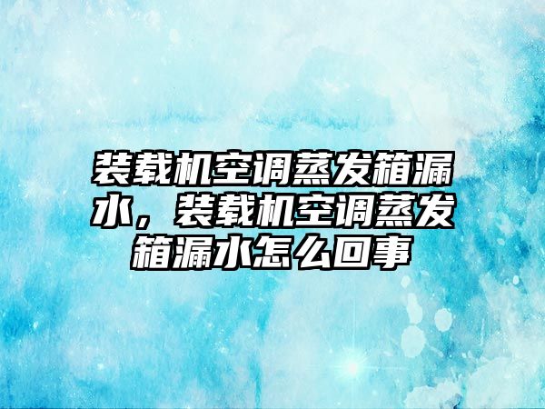 裝載機(jī)空調(diào)蒸發(fā)箱漏水，裝載機(jī)空調(diào)蒸發(fā)箱漏水怎么回事