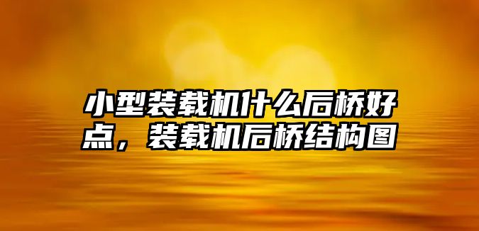 小型裝載機什么后橋好點，裝載機后橋結(jié)構(gòu)圖