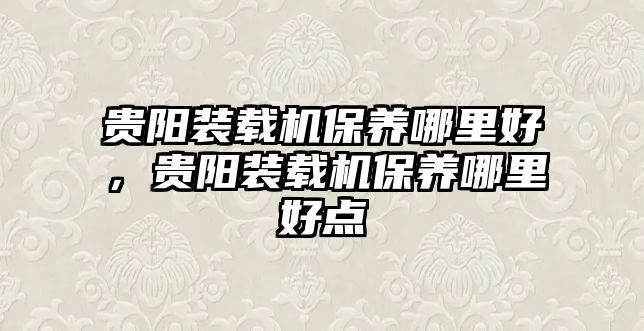 貴陽裝載機(jī)保養(yǎng)哪里好，貴陽裝載機(jī)保養(yǎng)哪里好點(diǎn)