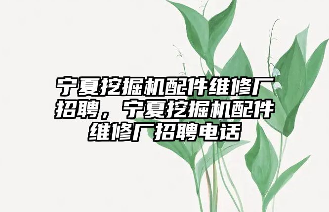 寧夏挖掘機(jī)配件維修廠招聘，寧夏挖掘機(jī)配件維修廠招聘電話