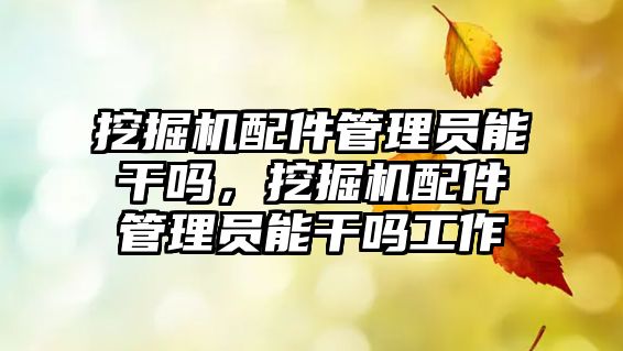 挖掘機配件管理員能干嗎，挖掘機配件管理員能干嗎工作