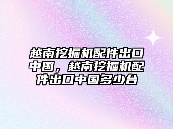 越南挖掘機(jī)配件出口中國，越南挖掘機(jī)配件出口中國多少臺(tái)