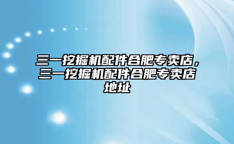 三一挖掘機配件合肥專賣店，三一挖掘機配件合肥專賣店地址