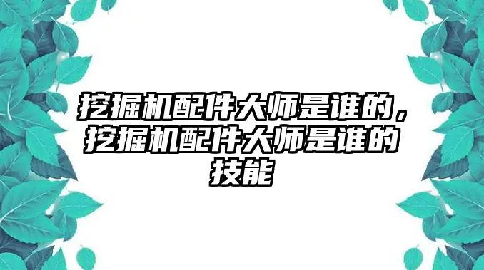 挖掘機配件大師是誰的，挖掘機配件大師是誰的技能