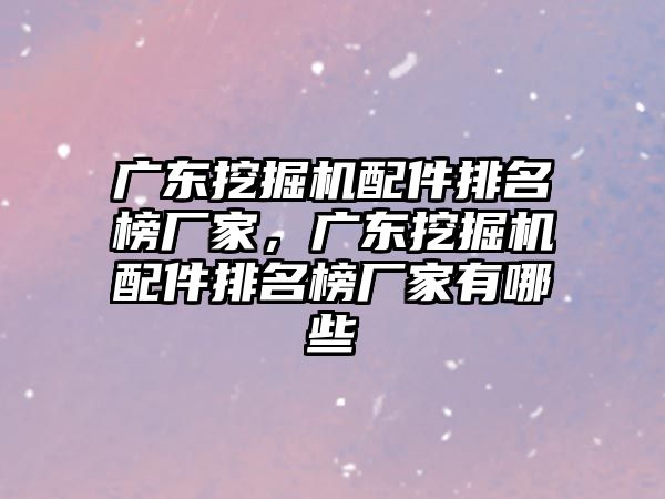 廣東挖掘機配件排名榜廠家，廣東挖掘機配件排名榜廠家有哪些