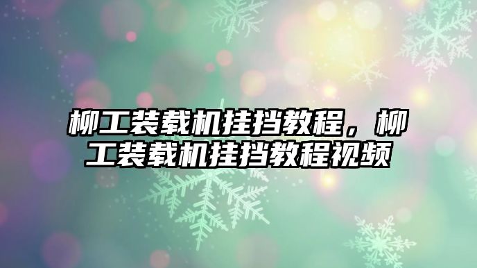 柳工裝載機掛擋教程，柳工裝載機掛擋教程視頻