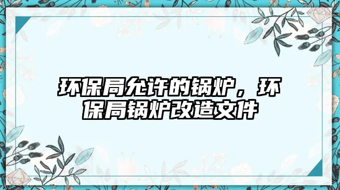 環(huán)保局允許的鍋爐，環(huán)保局鍋爐改造文件