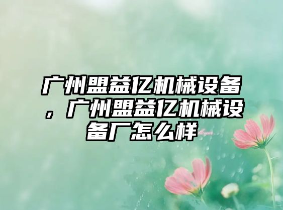 廣州盟益億機械設(shè)備，廣州盟益億機械設(shè)備廠怎么樣