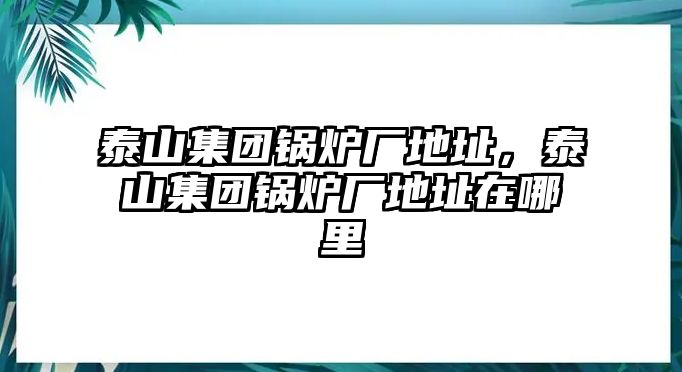 泰山集團(tuán)鍋爐廠(chǎng)地址，泰山集團(tuán)鍋爐廠(chǎng)地址在哪里