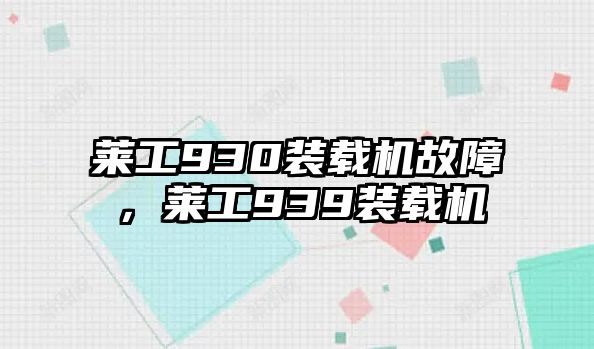 萊工930裝載機(jī)故障，萊工939裝載機(jī)