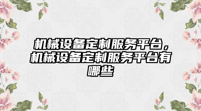 機械設(shè)備定制服務(wù)平臺，機械設(shè)備定制服務(wù)平臺有哪些