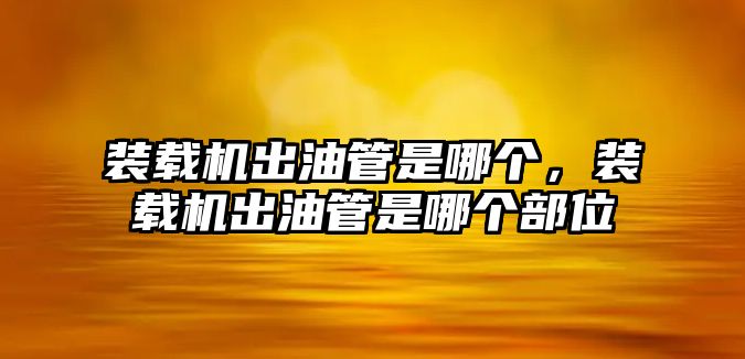 裝載機出油管是哪個，裝載機出油管是哪個部位