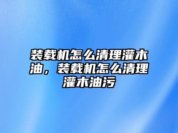 裝載機(jī)怎么清理灌木油，裝載機(jī)怎么清理灌木油污