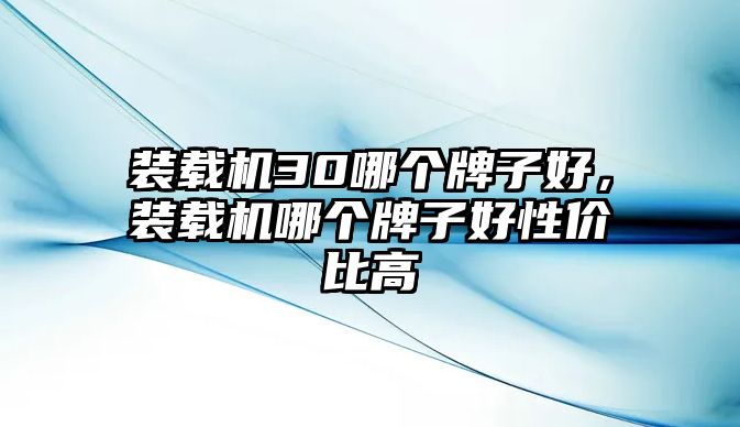 裝載機(jī)30哪個(gè)牌子好，裝載機(jī)哪個(gè)牌子好性價(jià)比高