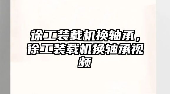 徐工裝載機換軸承，徐工裝載機換軸承視頻