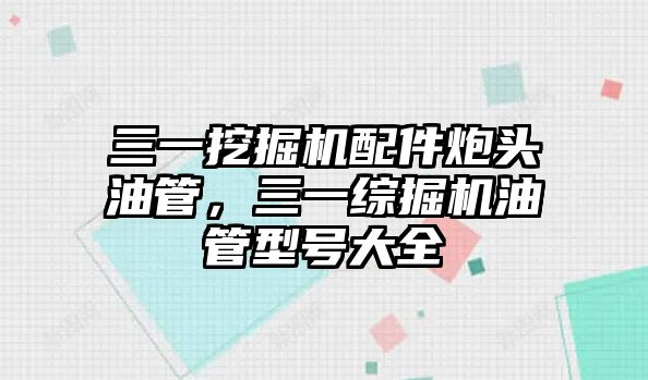 三一挖掘機配件炮頭油管，三一綜掘機油管型號大全