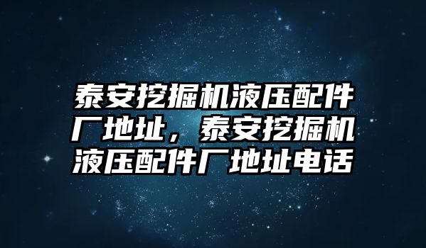 泰安挖掘機(jī)液壓配件廠地址，泰安挖掘機(jī)液壓配件廠地址電話