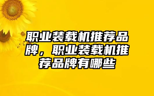 職業(yè)裝載機(jī)推薦品牌，職業(yè)裝載機(jī)推薦品牌有哪些