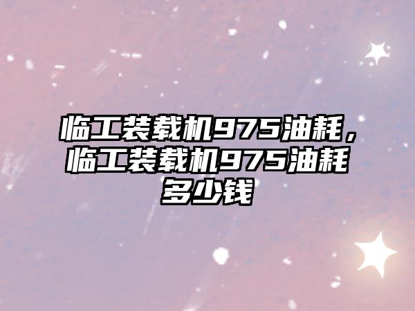 臨工裝載機(jī)975油耗，臨工裝載機(jī)975油耗多少錢