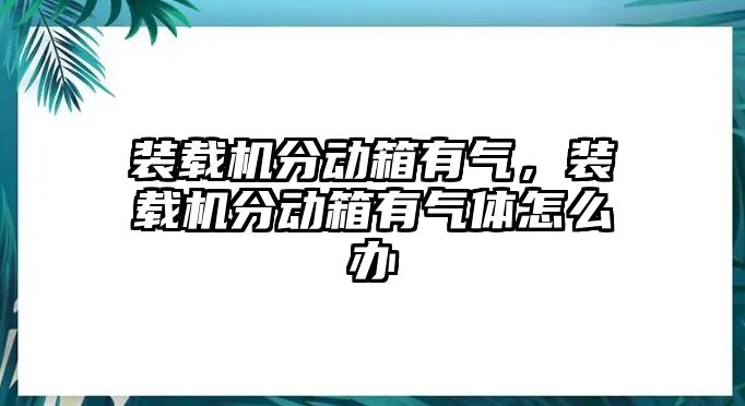 裝載機分動箱有氣，裝載機分動箱有氣體怎么辦