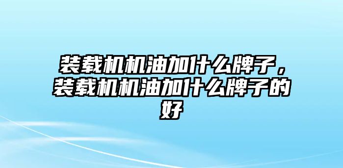 裝載機(jī)機(jī)油加什么牌子，裝載機(jī)機(jī)油加什么牌子的好