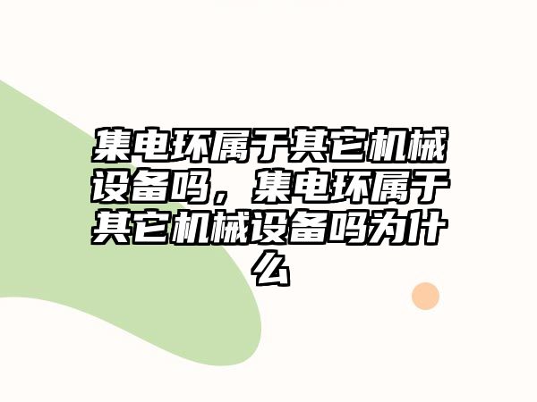 集電環(huán)屬于其它機械設備嗎，集電環(huán)屬于其它機械設備嗎為什么