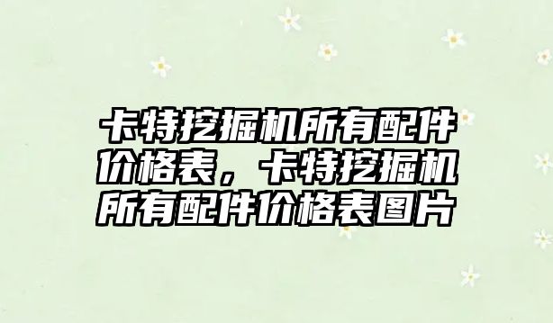 卡特挖掘機所有配件價格表，卡特挖掘機所有配件價格表圖片