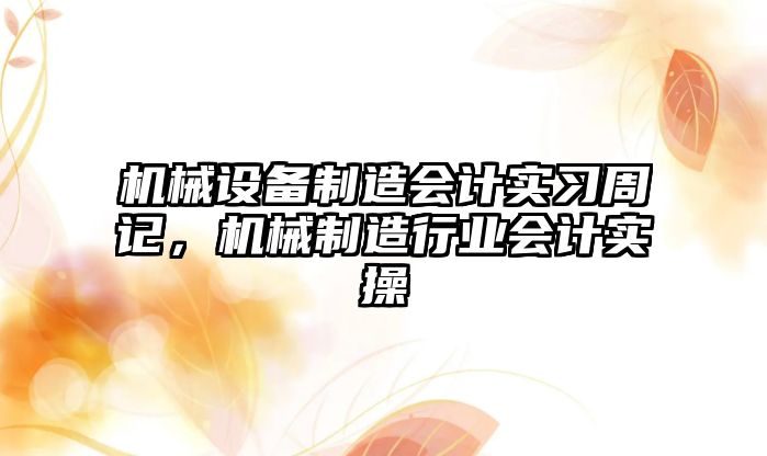 機械設(shè)備制造會計實習周記，機械制造行業(yè)會計實操