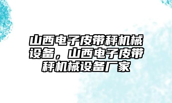 山西電子皮帶秤機械設(shè)備，山西電子皮帶秤機械設(shè)備廠家