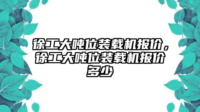 徐工大噸位裝載機(jī)報價，徐工大噸位裝載機(jī)報價多少