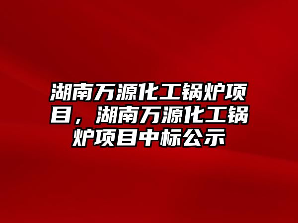 湖南萬源化工鍋爐項目，湖南萬源化工鍋爐項目中標公示