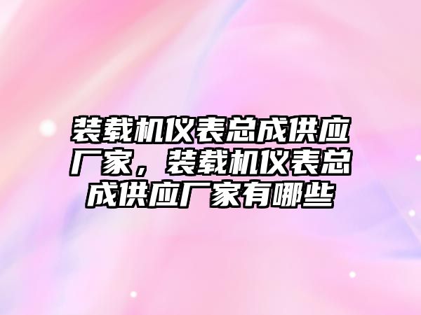 裝載機(jī)儀表總成供應(yīng)廠家，裝載機(jī)儀表總成供應(yīng)廠家有哪些