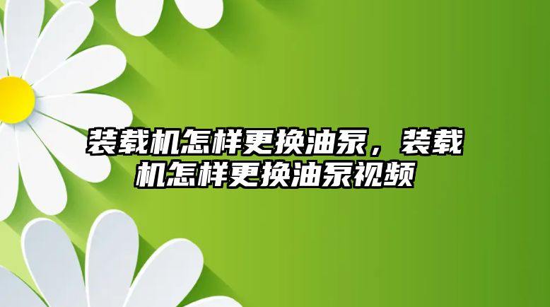 裝載機怎樣更換油泵，裝載機怎樣更換油泵視頻