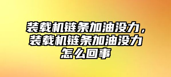 裝載機鏈條加油沒力，裝載機鏈條加油沒力怎么回事