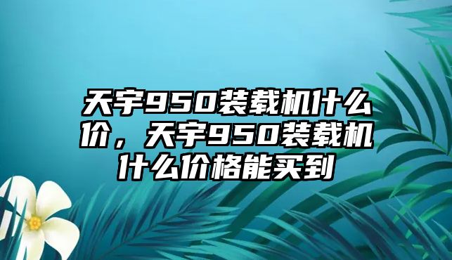 天宇950裝載機(jī)什么價(jià)，天宇950裝載機(jī)什么價(jià)格能買到