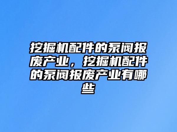 挖掘機配件的泵閥報廢產(chǎn)業(yè)，挖掘機配件的泵閥報廢產(chǎn)業(yè)有哪些