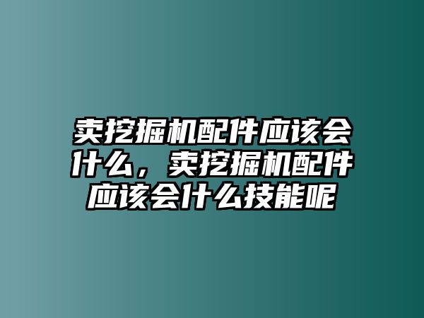 賣挖掘機(jī)配件應(yīng)該會什么，賣挖掘機(jī)配件應(yīng)該會什么技能呢