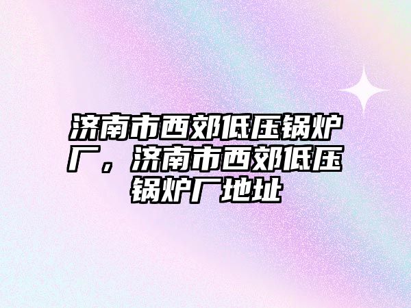 濟南市西郊低壓鍋爐廠，濟南市西郊低壓鍋爐廠地址