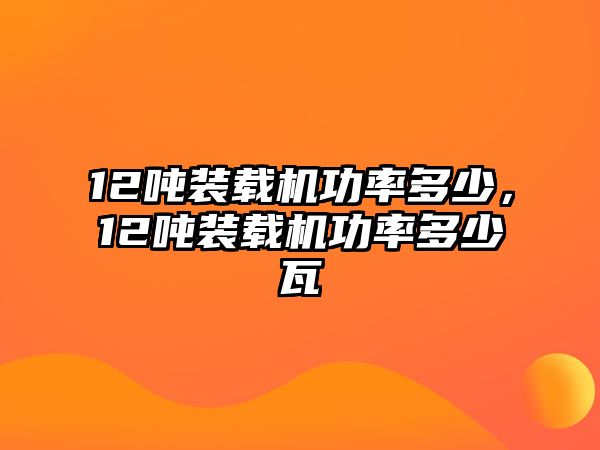 12噸裝載機功率多少，12噸裝載機功率多少瓦