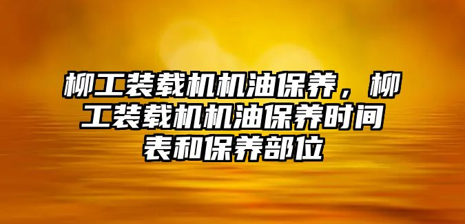 柳工裝載機機油保養(yǎng)，柳工裝載機機油保養(yǎng)時間表和保養(yǎng)部位